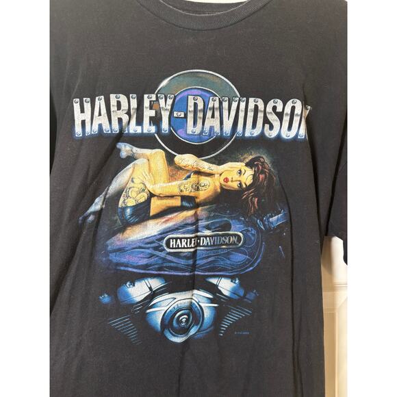 Vintage Harley Davidson Pin Up Girl Tshirt - Size  Large - Picture 2 of 4